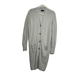 Pas de Calais Cardigan Women's Small Gray wool Longline Soft textured sweater